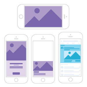 Muestra de distintos formatos dentro de dispositivos móviles.